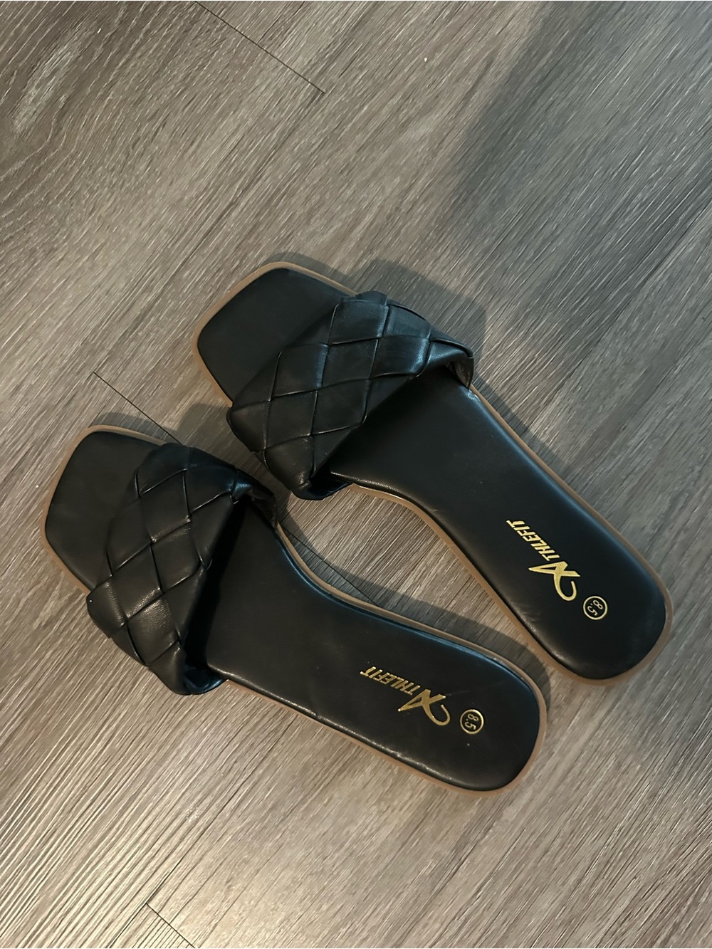 Black Braided Slide Sandals